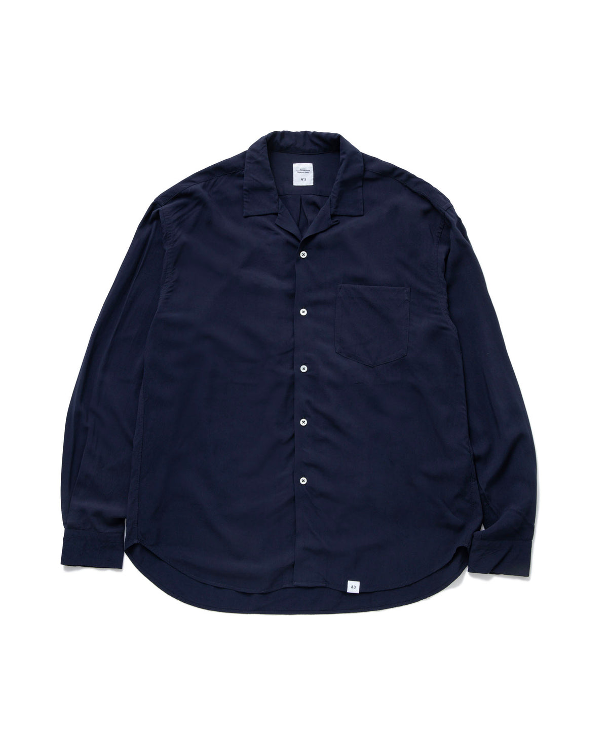 L/S OPEN COLLAR RAYON SHIRT 